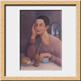Macchiavelli Alberto - Mujer con taza azul �leo 100 x 70 1985